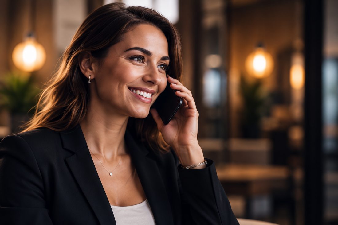 Företagare som pratar i telefon med en kund